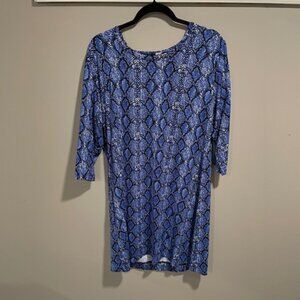 Lulu B - Dress - blue tones 3/4 sleeve- FREE SHIPPING